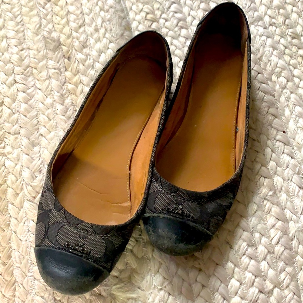 Coach black flats. Signature C pattern